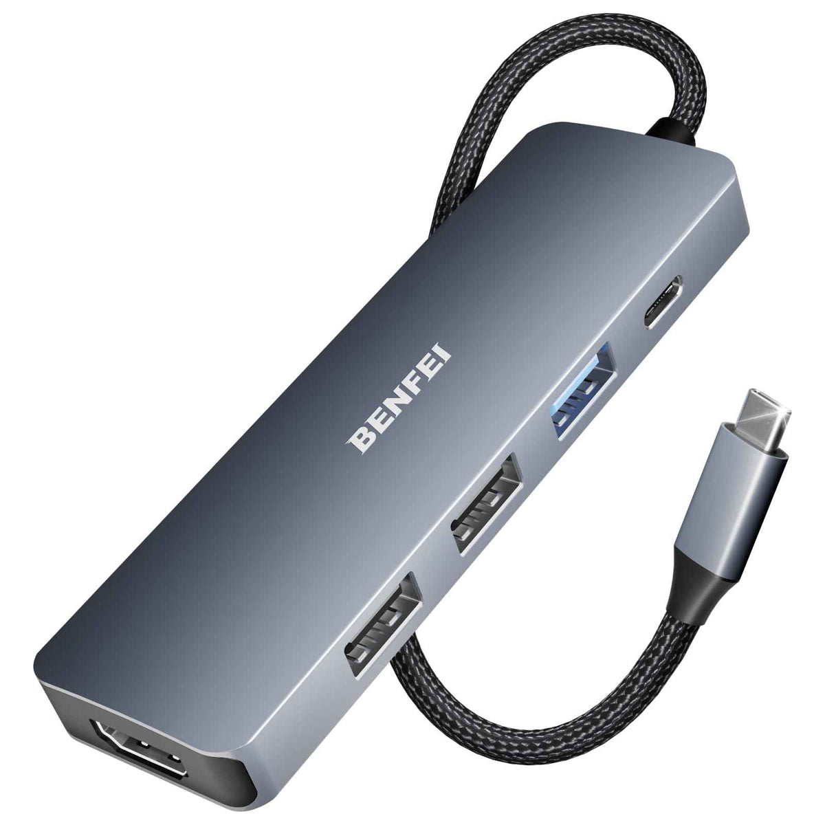 BENFEI 5in1 USB C Hub with 4K HDMI, 3 USB-A, 100W Power Delivery, Silicone and Woven Design Cable, Aluminum Case Compatible with MacBook Pro/Air, iPad Pro, iMac, iPhone 15 Pro/Pro Max, XPS, Thinkpad 🍁 All In One Marketplace Canada