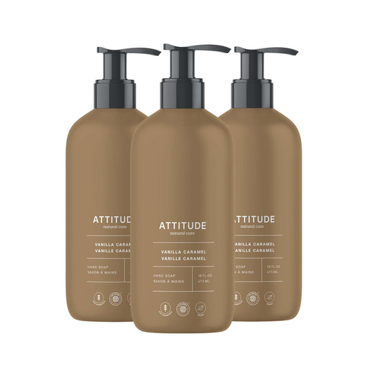 ATTITUDE Limited Edition Liquid Hand Soap, EWG Verified, Plant and Mineral-Based, Vegan Personal Care Products, Vanilla Caramel, 473 mL (Pack of 3) 🍁 All In One Marketplace Canada