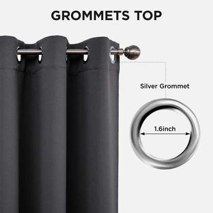 Joydeco Blackout Curtains 63 Inch Length 2 Panels Set, Thermal Insulated Long Curtains& Drapes 2 Burg, Room Darkening Grommet Drapes for Living Room Bedroom Window (W52 x L63 Inch, Dark Grey) 🍁 All In One Marketplace Canada