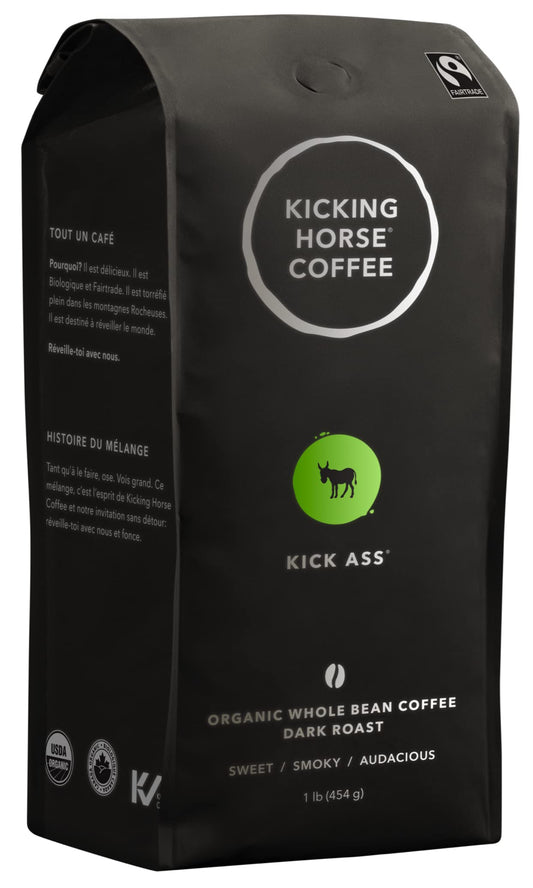 Kicking Horse Coffee, Kick Ass, Dark Roast, Whole Bean, 1 lb - Certified Organic, Fairtrade, Kosher Coffee 🍁 All In One Marketplace Canada