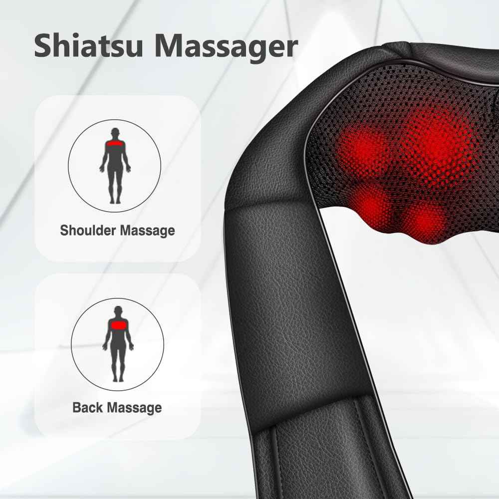 Neck Massager with Heat, Shiatsu Back Neck and Shoulder Massager, Electric Deep Tissue 4D Kneading Massage, Use at Home, Office, Car- Best Gifts for Women Men 🍁 All In One Marketplace Canada