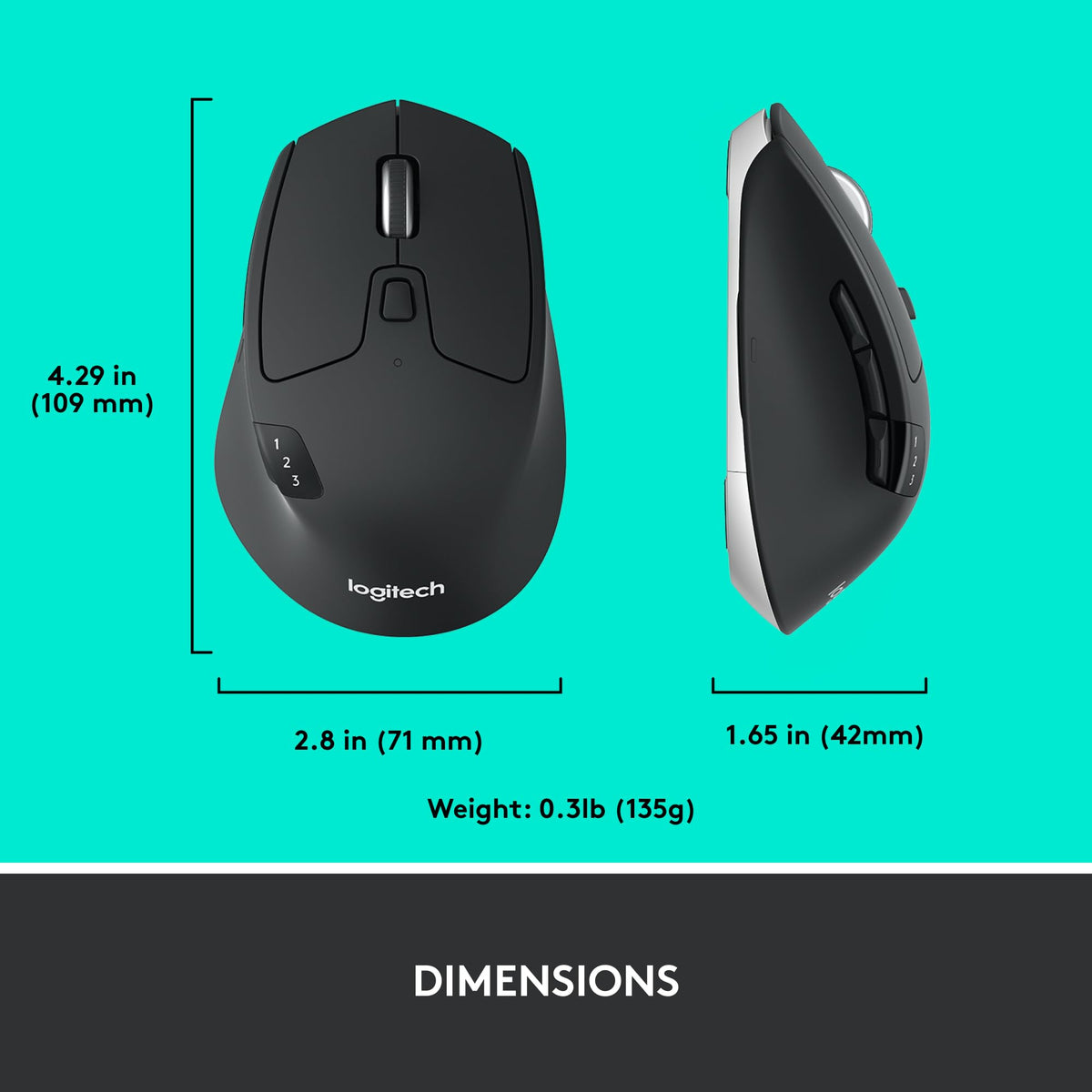Logitech M720 Triathlon Multi-Device Wireless Mouse, Bluetooth, USB Unifying Receiver, 1000 DPI, 6 Programmable Buttons, 2-Year Battery, Compatible with Laptop, PC, Mac, iPadOS - Black 🍁 All In One Marketplace Canada