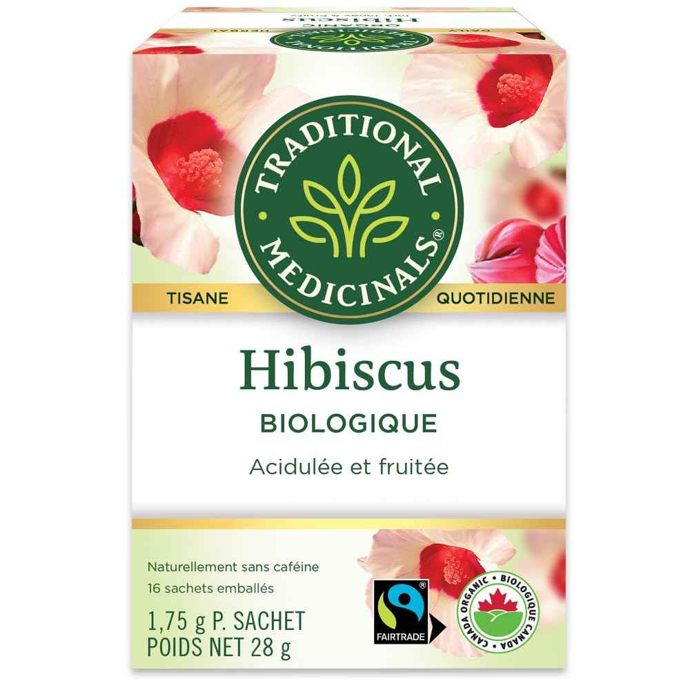 Traditional Medicinals - Organic Hibiscus Herbal Tea (Pack of 6) - Fair Trade Ingredients - Tart, Tangy and Fruity - 96 Tea Bags Total 🍁 All In One Marketplace Canada