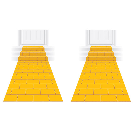 Beistle 2 Piece Novelty Yellow Brick Aisle Floor Runners for Princess Theme, Halloween Cosplay Party Decorations