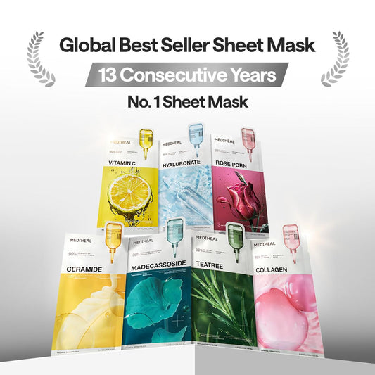 MEDIHEAL Ceramide Essential Face Mask - Moisturizing, Barrier Repair with Panthenol & Adenosine for Intense Hydration for Dry & Sensitive Skin, Face Mask for Women, Vegan, Korean Skincare (10 Sheets) 🍁 All In One Marketplace Canada