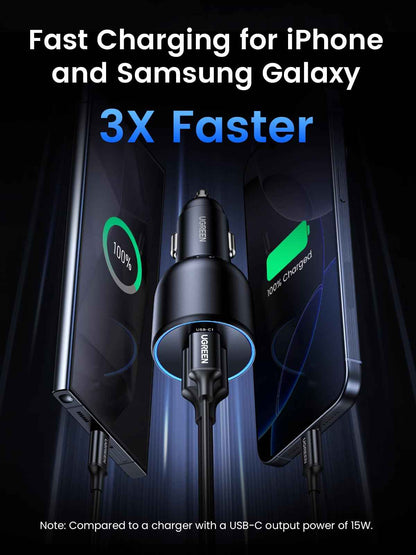 UGREEN 130W Car Charger USB C Fast Charger (with 100W USB C Cable) PD3.0 QC4.0 PPS Fast Charging Car Adapter Compatible with, MacBook, iPhone 17 16 15 14 Pro Max, Galaxy S25 S24 Ultra, iPad 🍁 All In One Marketplace Canada