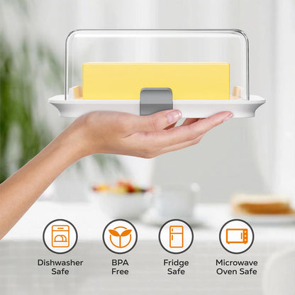 Pisol Large Butter Dish for 1 lb Canadian Butter, Airtight Butter Keeper with Lid Fit a Full Pound Block of Butter, Locking Butter Container for Countertop, Cat/Dog Proof, White 🍁 All In One Marketplace Canada