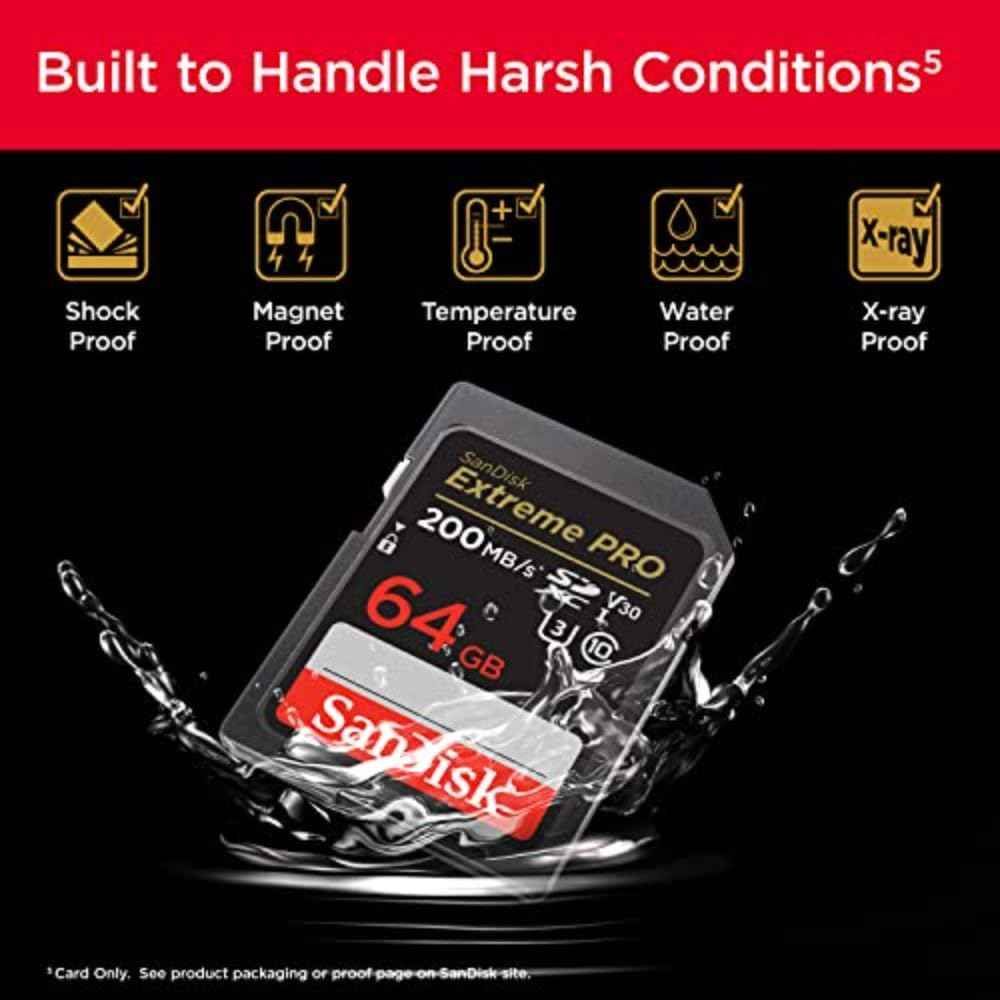 SanDisk 64GB Extreme PRO SDXC UHS-I Memory Card - C10, U3, V30, 4K UHD, SD Card - SDSDXXU-064G-GN4IN 🍁 All In One Marketplace Canada
