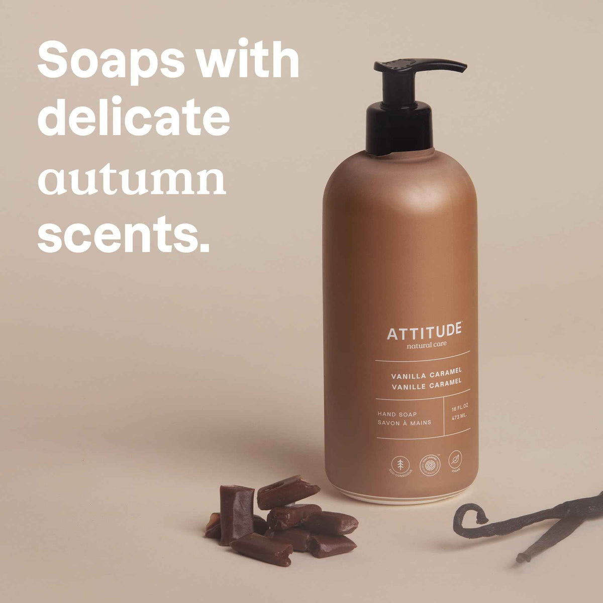 ATTITUDE Limited Edition Liquid Hand Soap, EWG Verified, Plant and Mineral-Based, Vegan Personal Care Products, Vanilla Caramel, 473 mL (Pack of 3) 🍁 All In One Marketplace Canada