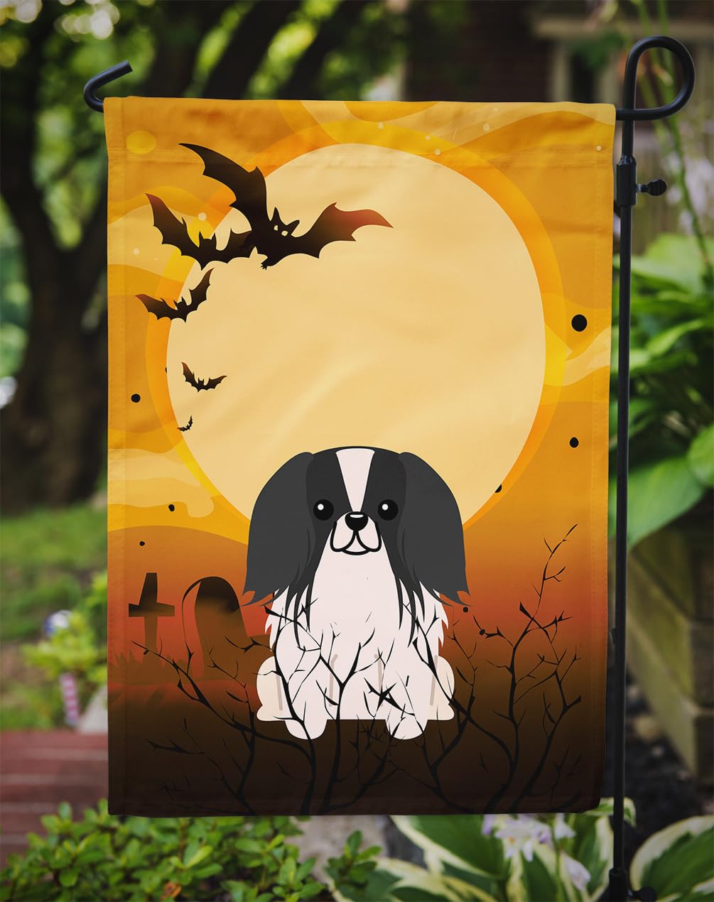 Caroline's Treasures BB4371GF Halloween Pekingnese Black White Flag Garden Size, Small, Multicolor