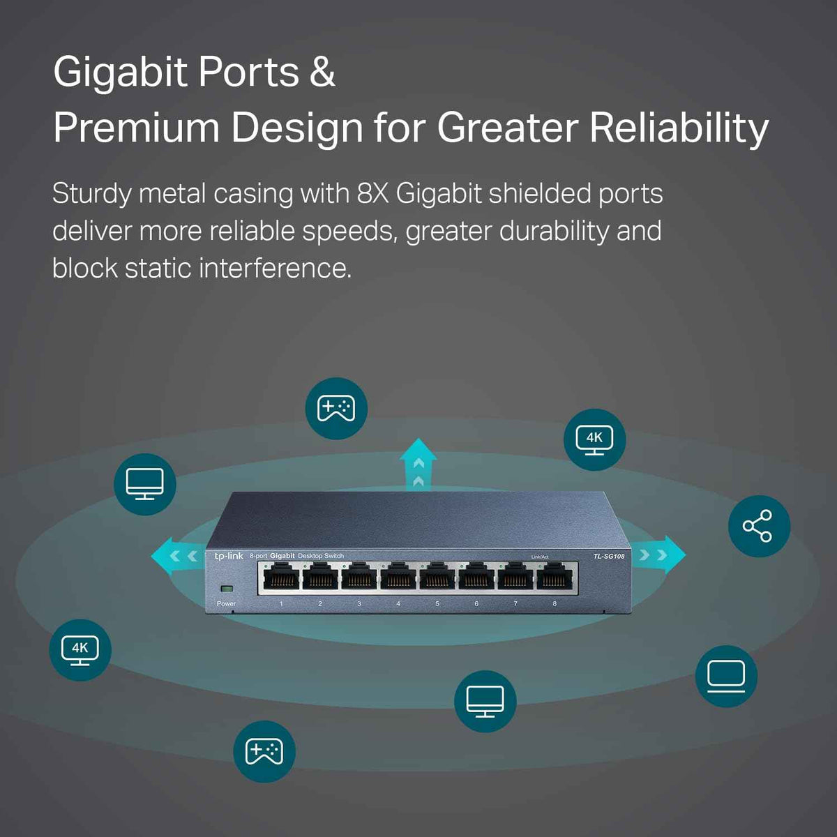 TP-Link TL-SG108 | 8 Port Gigabit Unmanaged Ethernet Network Switch, Ethernet Splitter | Plug & Play | Fanless Metal Design | Shielded Ports | Traffic Optimization | Limited Lifetime Protection 🍁 All In One Marketplace Canada