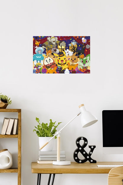 Pokémon: Halloween Party- Group Wall Poster, 22.4L" x 14.7W", Premium Poster & Mount Bundle