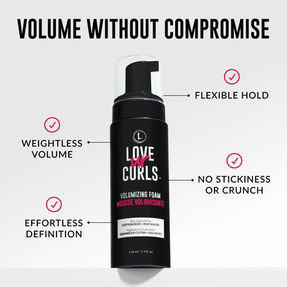 Love Ur Curls® Volumizing Foam, Lightweight Mousse for Curly Hair, Volume & Definition, Frizz Control, Soft Hold, Vegan, Silicone-Free, Quick-Drying, 7.3Fl. Oz. 🍁 All In One Marketplace Canada