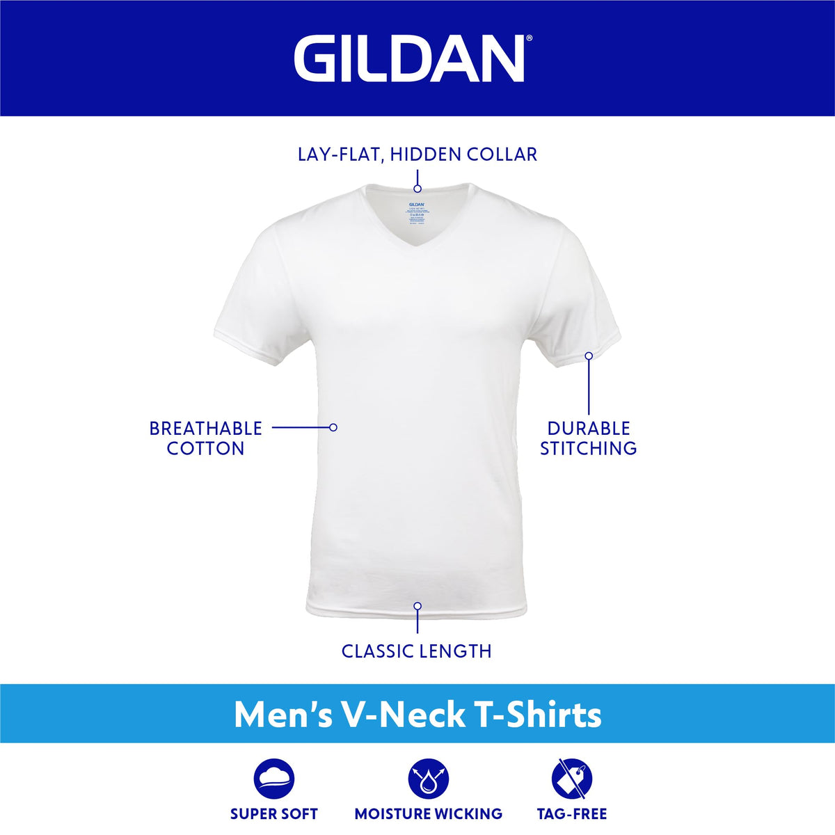 Gildan mens Assorted standard V-neck T-shirts, Large, (Pack of 5) 🍁 All In One Marketplace Canada