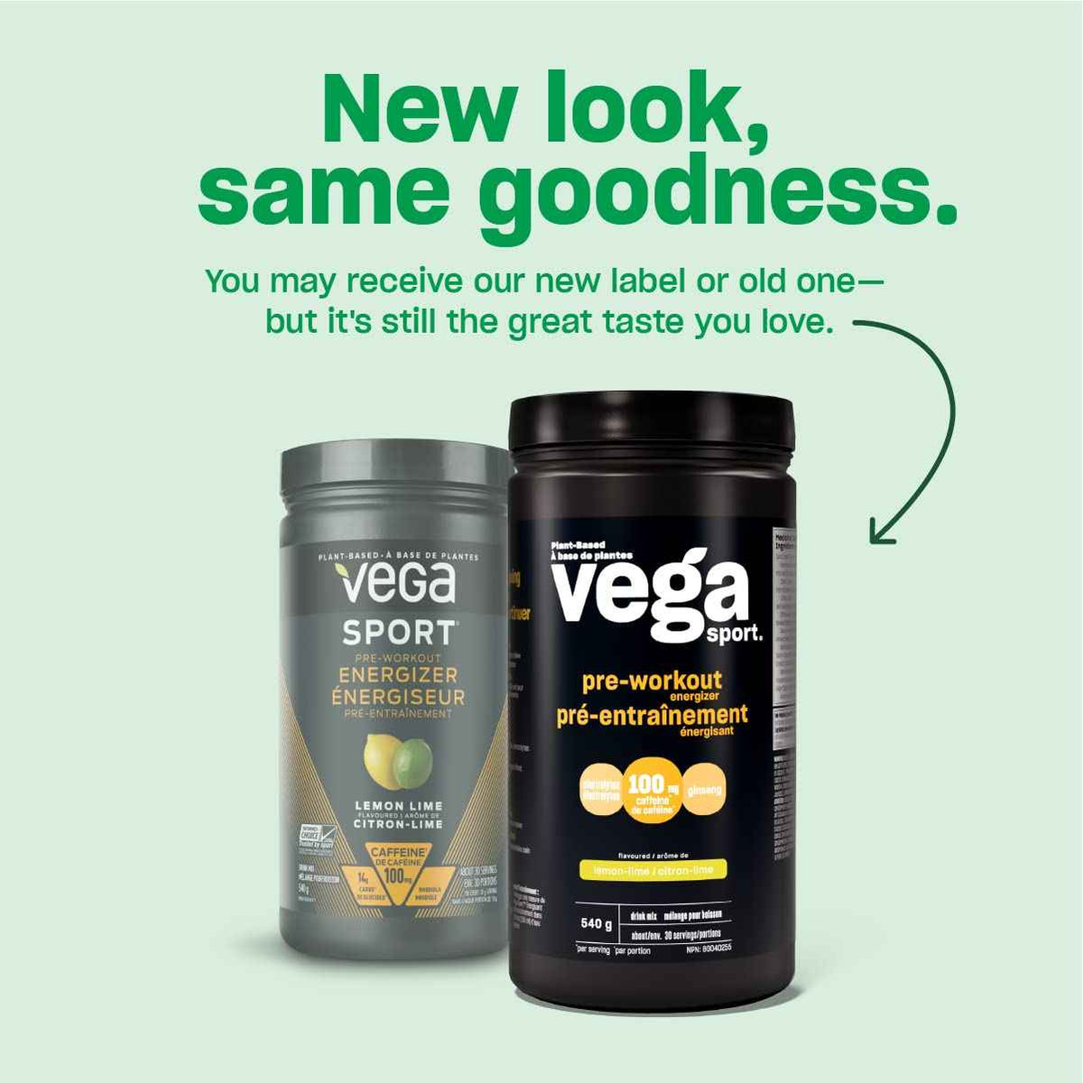 Vega Sport Pre-Workout Energizer, Berry (30 Servings) Vegan Preworkout Energy Powder, Gluten Free, 100mg Caffeine, Non GMO, 540g (Packaging May Vary) 🍁 All In One Marketplace Canada