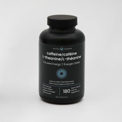 Caffeine Pills with L-Theanine - 180 Energy Pills for Women & Men - Clean & Long-Lasting Focused Energy - Sustained Release 100mg Caffeine + 200mg L Theanine - No Crash Capsules, Vegan Supplement 🍁 All In One Marketplace Canada