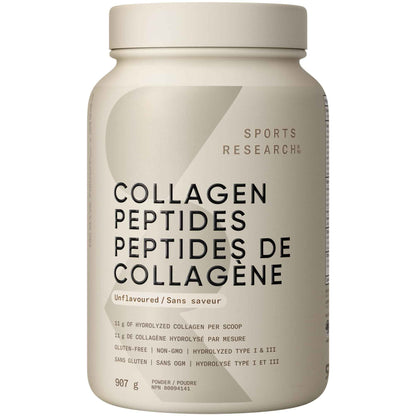 Sports Research® Premium Collagen Peptides Powder (32oz Jar) | Grass-Fed, Certified Paleo Friendly, Non-GMO and Gluten Free - Unflavored and Easy to Mix 🍁 All In One Marketplace Canada