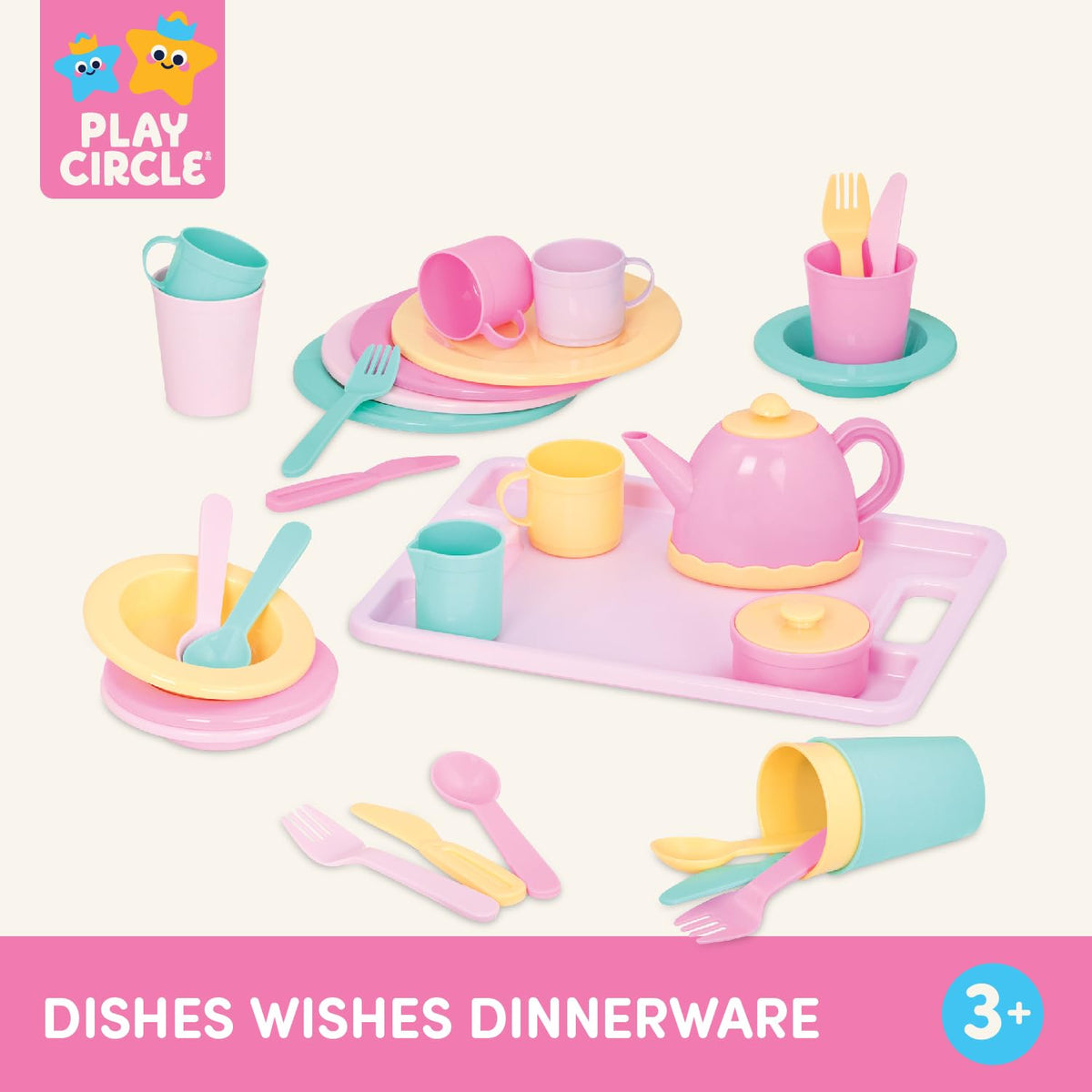 Battat Play Circle Dish Set, Dishes Wishes Dinnerware, 34 Pieces, Playset 🍁 All In One Marketplace Canada