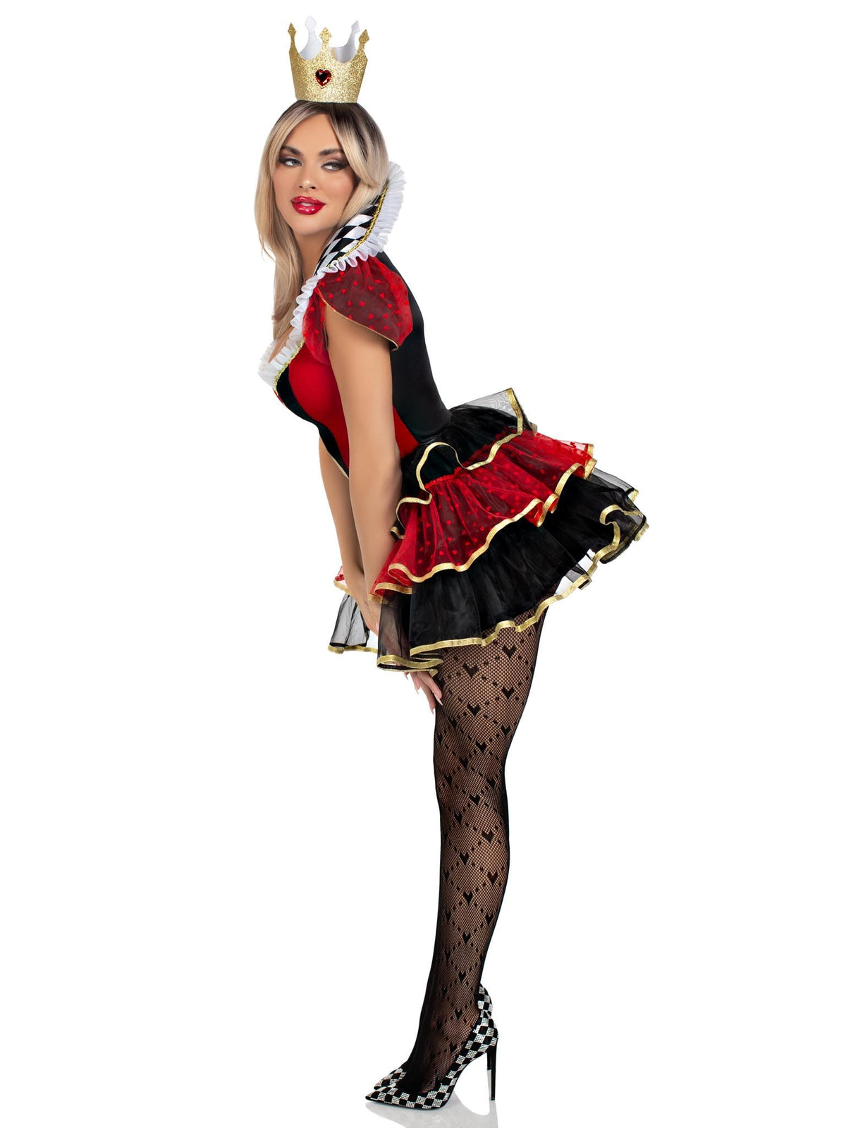 Leg Avenue Womens 2 Pc Queen of Hearts Halloween Costume for Women, Multicolor, X-Large