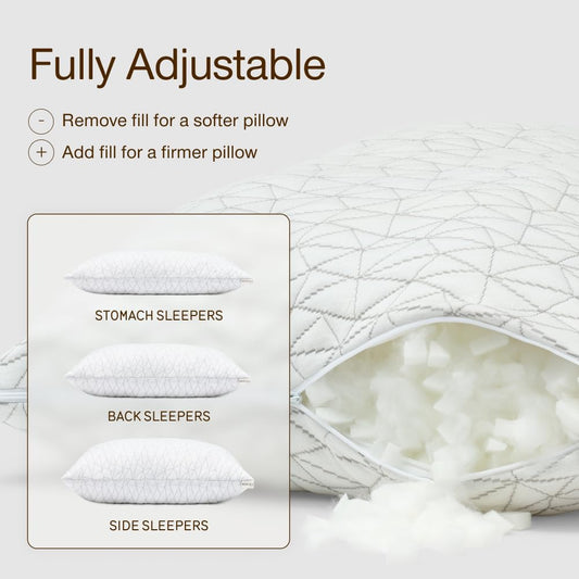 Coop Home Goods Original Adjustable Pillow, Queen Size Bed Pillows for Sleeping, Cross Cut Memory Foam Pillows - Medium Firm Back, Stomach and Side Sleeper Pillow, CertiPUR-US/GREENGUARD Gold 🍁 All In One Marketplace Canada