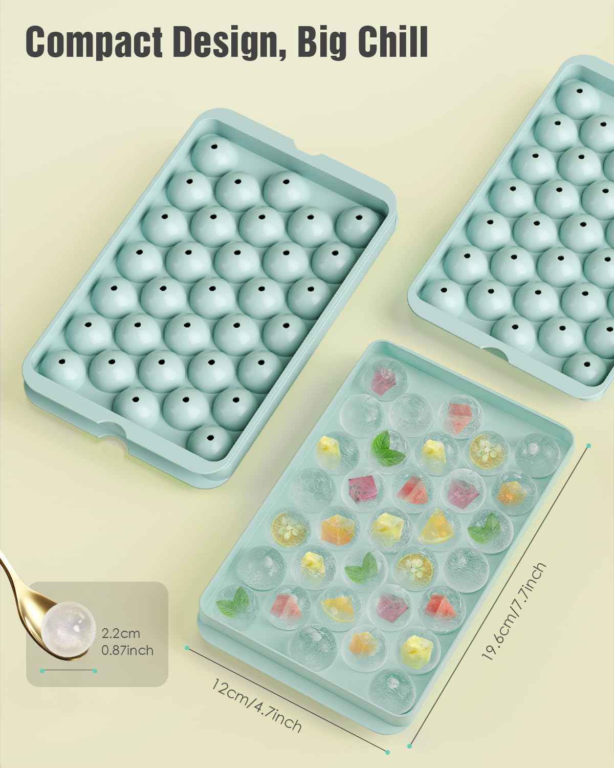 Round Ice Cube Trays with Lid and Bin - 3 Stackable Trays Small Circle Ice Maker Molds for Freezer, 99pcs Round Ice Balls for Chilling Whiskey, Cocktails, Coffee - Easy-Release Sphere Ice Tray 🍁 All In One Marketplace Canada