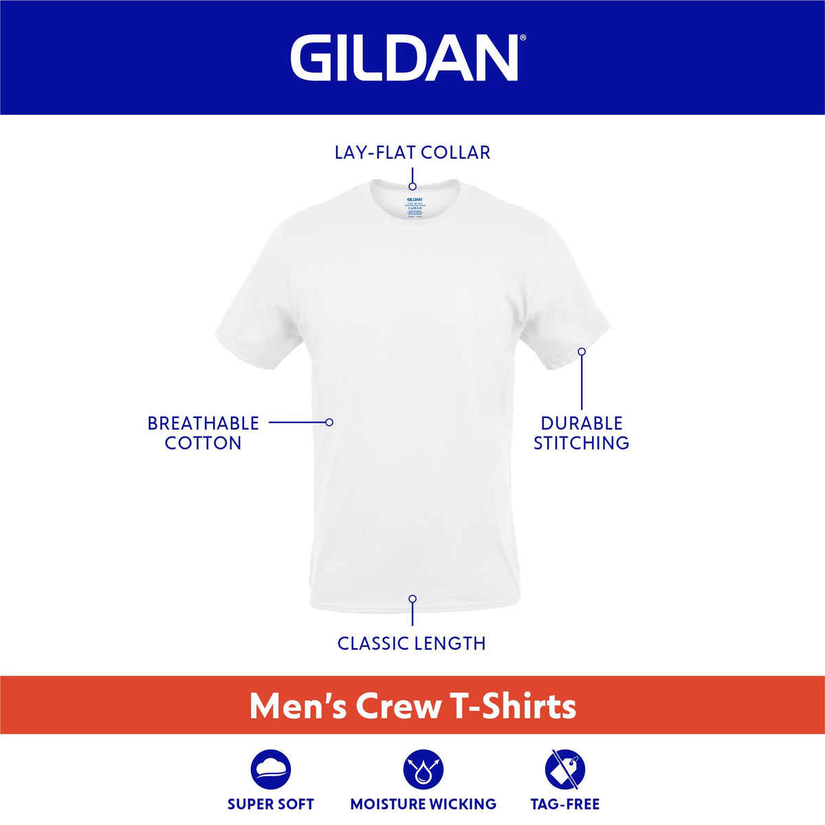 GILDAN Platinum Men's Crew T-Shirts, White (6-Pack), Small 🍁 All In One Marketplace Canada