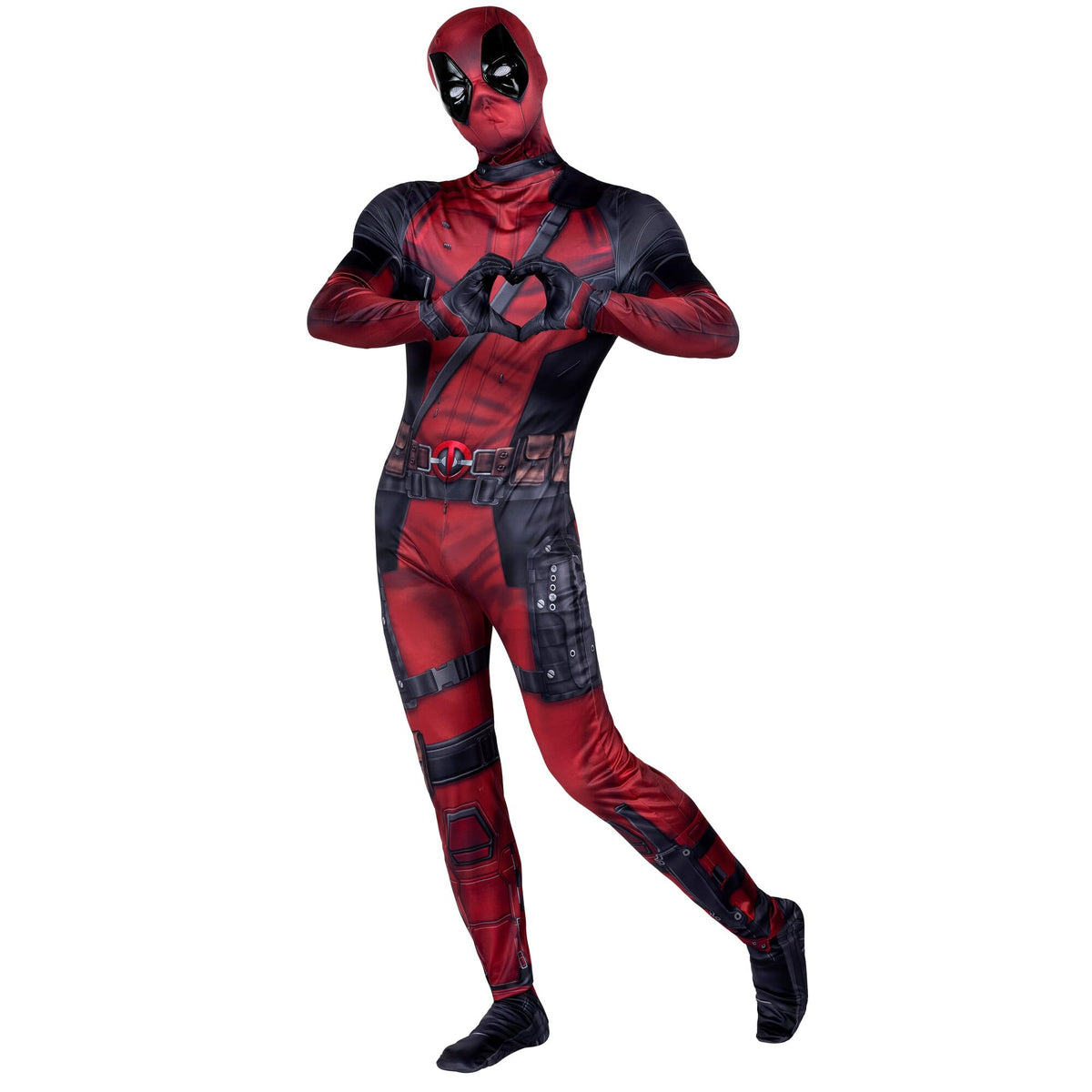 MARVEL Deadpool Official Adult Deluxe Zentai Halloween Costume - Stretch Spandex with Wrist Slits (M)