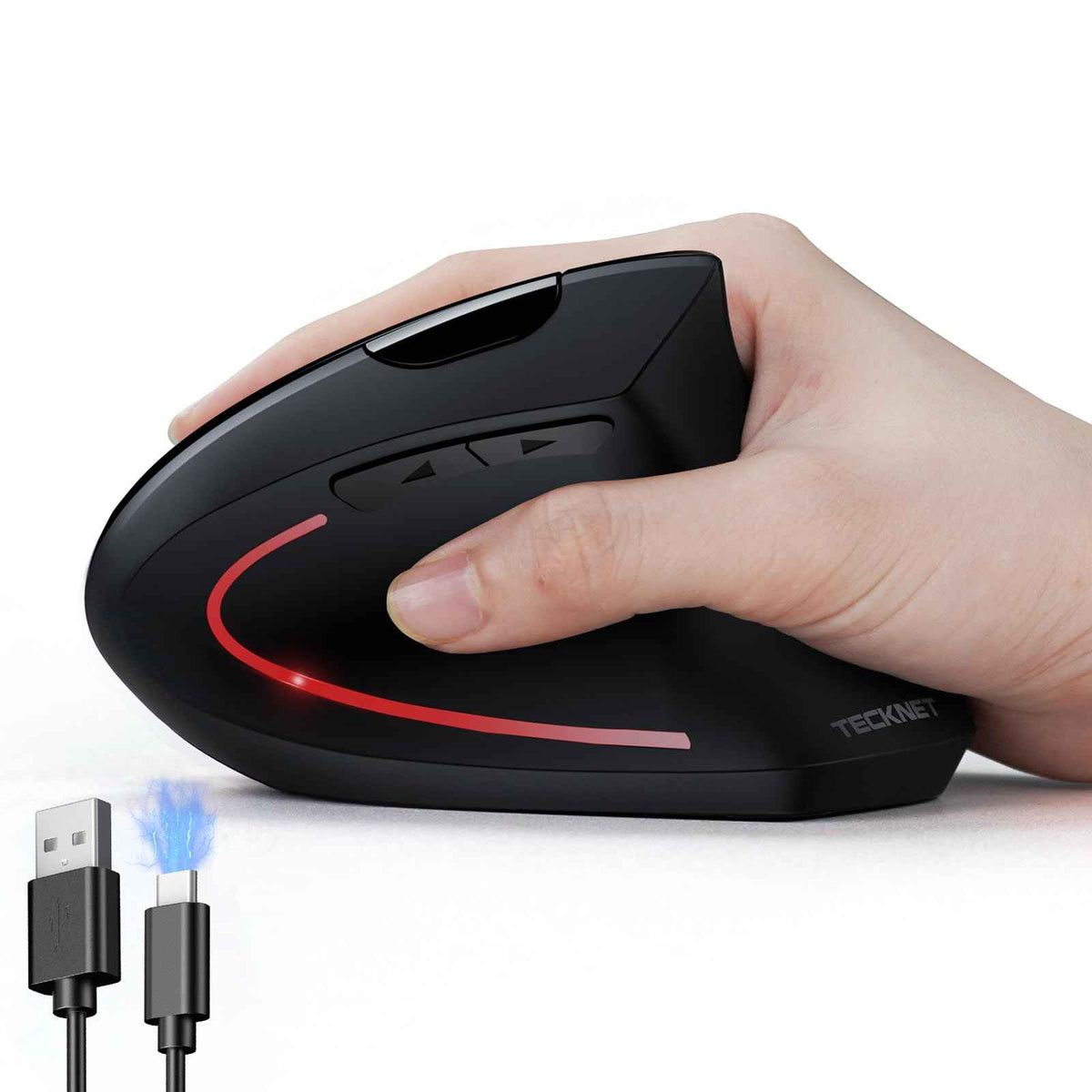 TECKNET Ergonomic Mouse, Rechargeable Vertical Ergo Mouse Wireless, Silent 2.4GHz 6 Buttons Optical Carpal Tunnel Mouse, 5 Adjustment Levels, Up to 4800DPI Wireless Mouse for Laptop, Desktop, PC 🍁 All In One Marketplace Canada