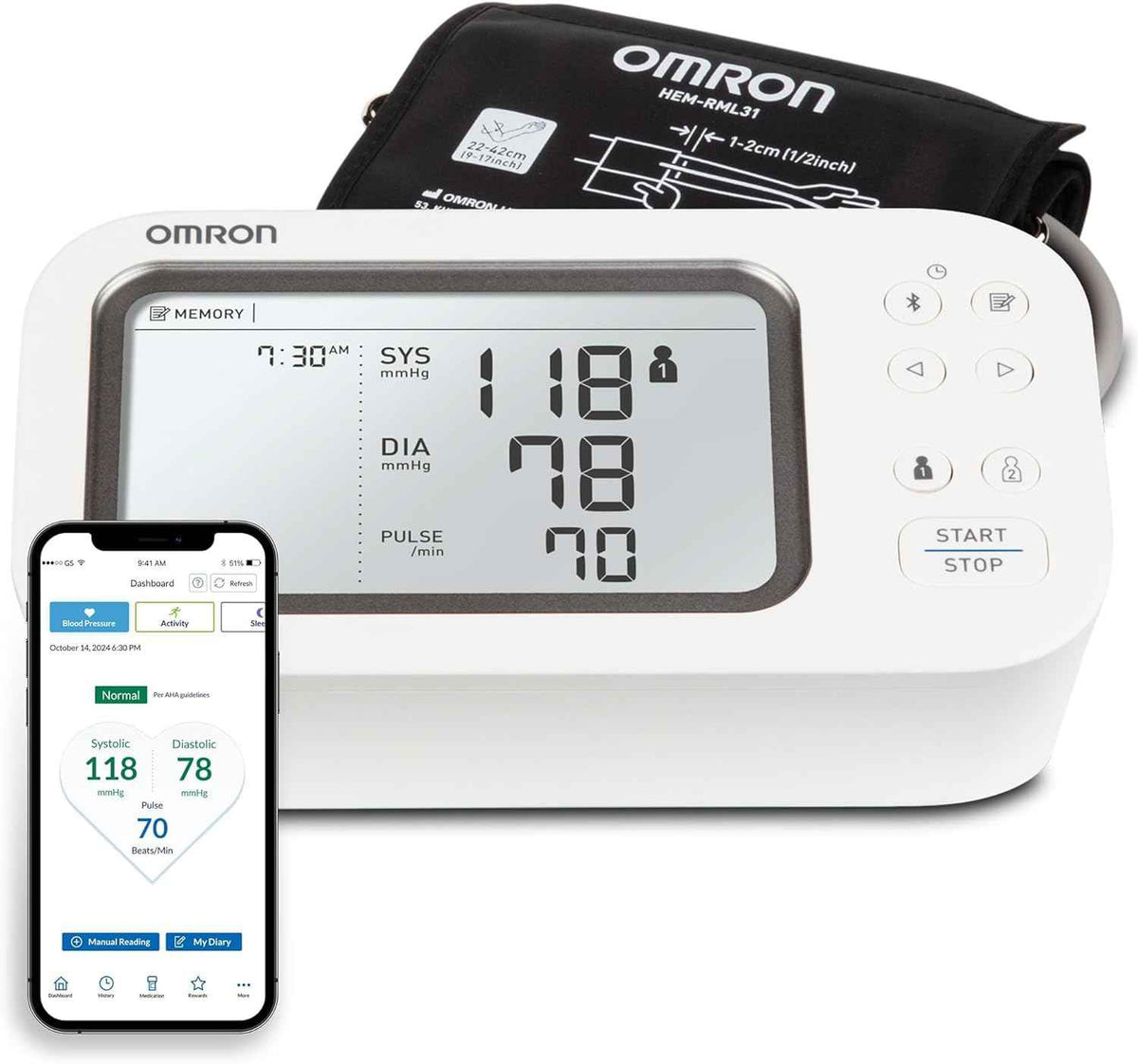 OMRON Gold Upper Arm Blood Pressure Monitor - Clinically Validated Blood Pressure Arm Cuff - Use OMRON Connect App for Unlimited Measurements 🍁 All In One Marketplace Canada