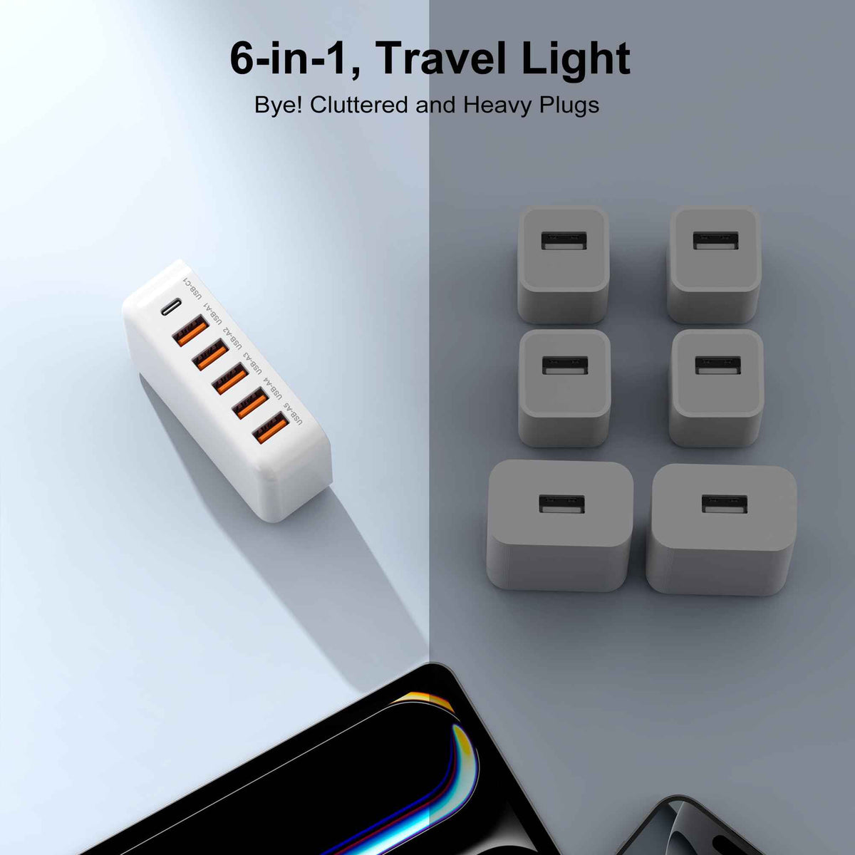 USB Charging Station for Multiple Devices, 60W 6-Port USB C Charger Fast Charging Block Hub, Multi USB Charger Station Power Strip Adapter for iPhone 17 16 15 14 13 12 Pro Max Tablets Smartphones 🍁 All In One Marketplace Canada