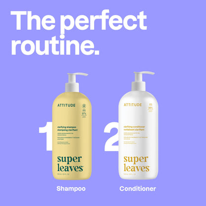 ATTITUDE Clarifying Hair Shampoo, EWG Verified, Restores Shine, Naturally Derived Ingredients, Vegan, Plant Based, Lemon Leaves & White Tea, 946 mL 🍁 All In One Marketplace Canada