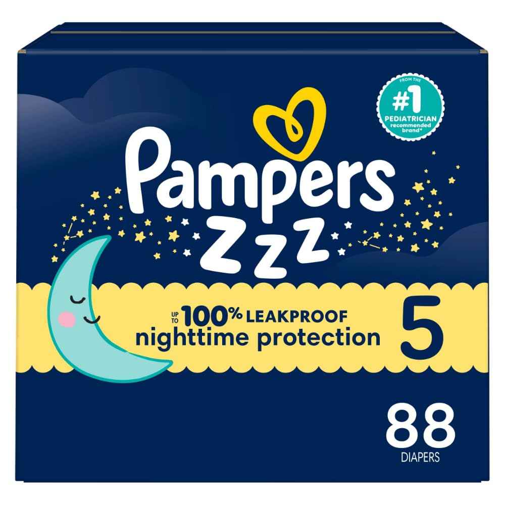 Pampers ZZZ Overnight Diapers, Size 5, Nighttime Protection Disposable Baby Diaper, 1 Pack (Count of 88) 🍁 All In One Marketplace Canada