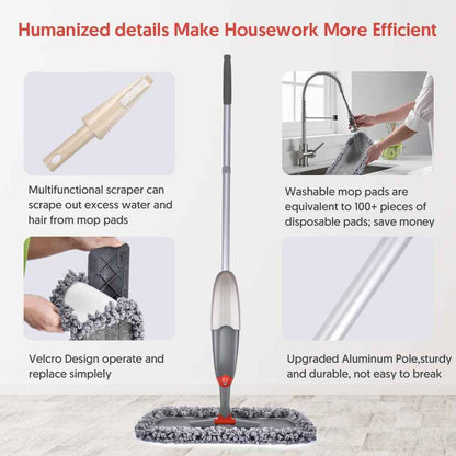 Spray Mop for Floor Cleaning, Domi-patrol Microfiber Floor Mop Dry Wet Mop Spray with 3 Washable Mop Pads & Refillable Bottle, Dust Cleaning Mop for Hardwood Laminate Tile Floors, Gray 🍁 All In One Marketplace Canada