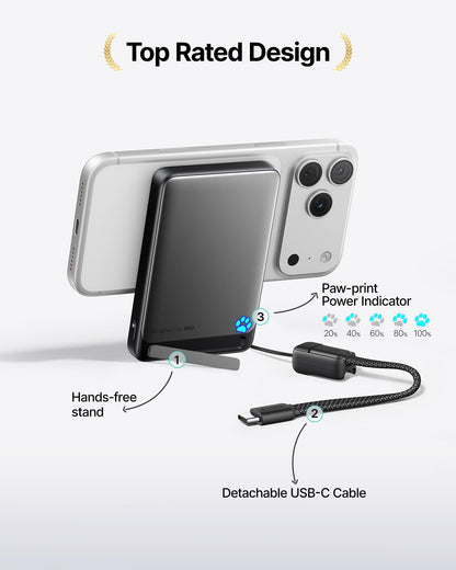 INIU for MagSafe Slimmest Power Bank, Original Qi2 Certified Wireless Fast Charging, 10000mAh 45W Portable Charger with USB C Cable & Stand, Flight Safe Magnetic Battery Pack for iPhone 17-12 Series 🍁 All In One Marketplace Canada