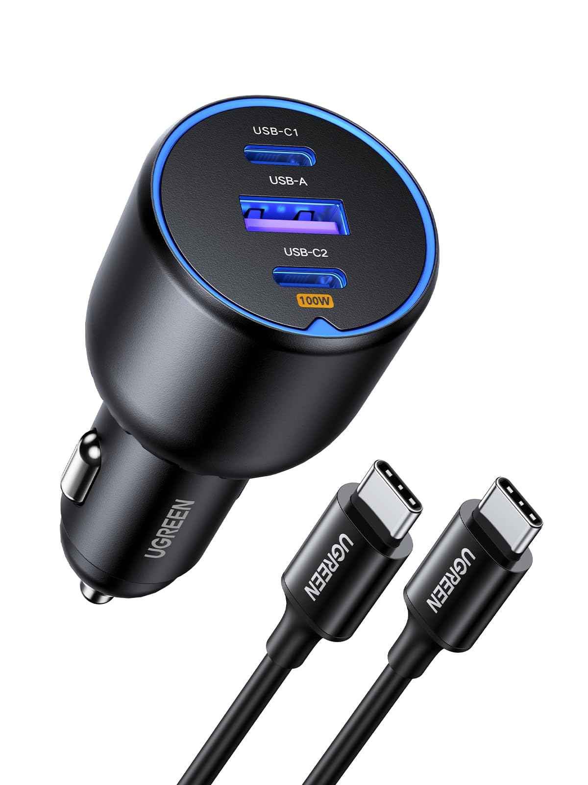 UGREEN 130W Car Charger USB C Fast Charger (with 100W USB C Cable) PD3.0 QC4.0 PPS Fast Charging Car Adapter Compatible with, MacBook, iPhone 17 16 15 14 Pro Max, Galaxy S25 S24 Ultra, iPad 🍁 All In One Marketplace Canada