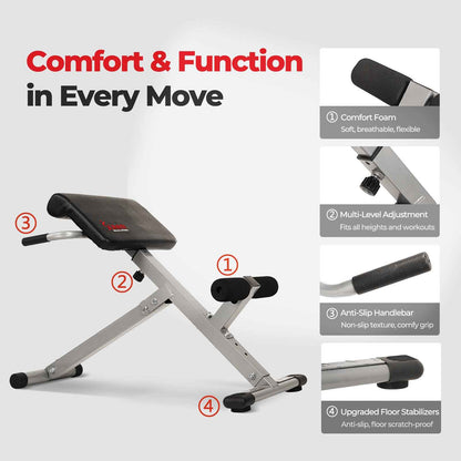 Sunny Health & Fitness Foldable Roman Chair, 45-Degree Hyperextension Bench 🍁 All In One Marketplace Canada