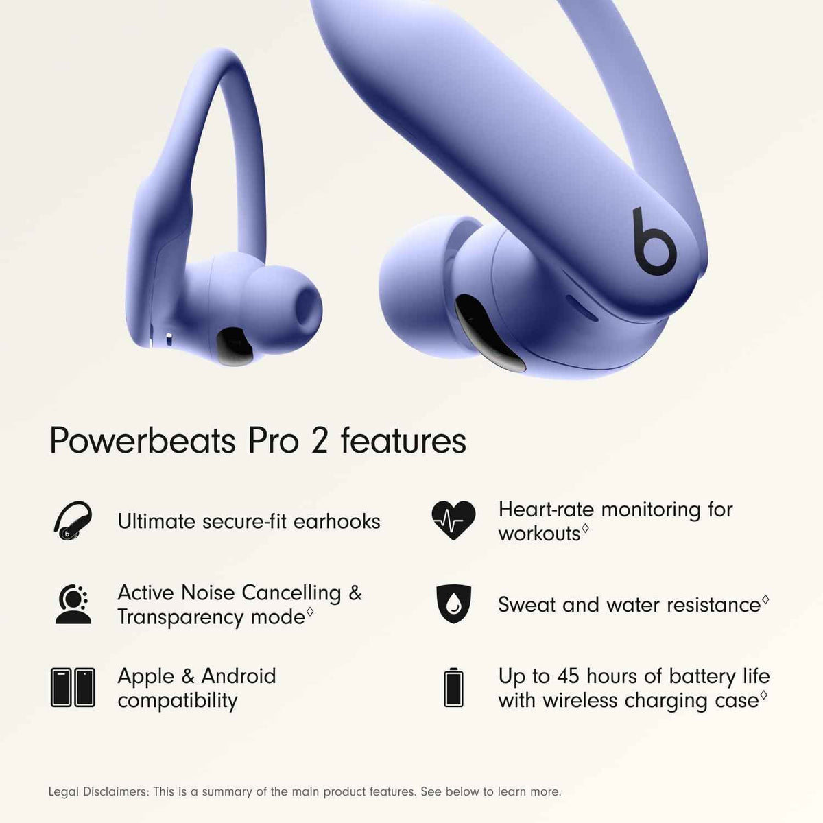 Beats Powerbeats Pro 2 Wireless Bluetooth Earbuds - Noise Cancelling, Heart Rate Monitor, IPX4, Up to 45H Battery & Charging Case, Works with Apple & Android - Hyper Purple 🍁 All In One Marketplace Canada