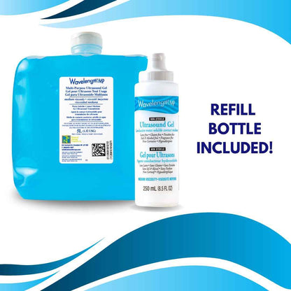 Wavelength® 5L Blue Multi-Purpose Ultrasound and Transmission Gel.1x5L Jug with Empty 250ml Refillable Bottle. Made in Canada. (1) 🍁 All In One Marketplace Canada