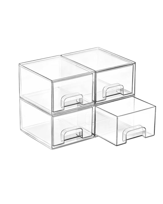 Vtopmart 4 Pack Stackable Makeup Organizer Storage Drawers, Acrylic Bathroom Organizers，Clear Plastic Storage Bins For Vanity, Undersink, Kitchen Cabinets, Pantry, Home Organization and Storage 🍁 All In One Marketplace Canada