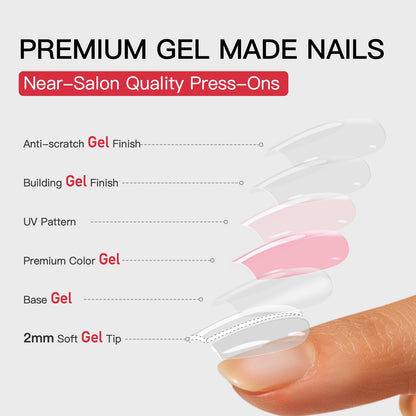 Curvlife 30pcs Short Press On Nails, Shining Stick on Fake Nails Design Glossy Acrylic Nails Tips Glue on Square Press on Nails For Women False Nail Kit With Nail Glue (French Gradient Pink) 🍁 All In One Marketplace Canada