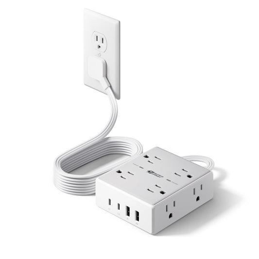 Surge Protector Power Bar, SUPERDANNY 6 Ft Extension Cord with 8 Outlets & 4USB Ports (2 USB 2 C), Mountable Flat Plug Power Strip, Surge Protection for Home, Office, Dorm 🍁 All In One Marketplace Canada