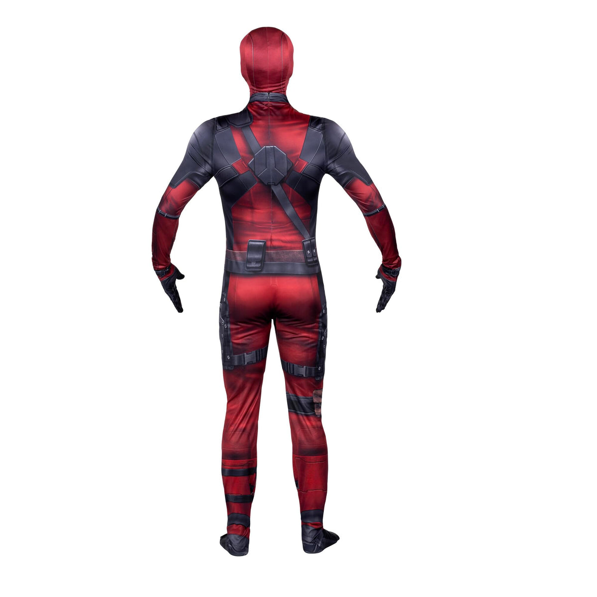 MARVEL Deadpool Official Adult Deluxe Zentai Halloween Costume - Stretch Spandex with Wrist Slits (M)