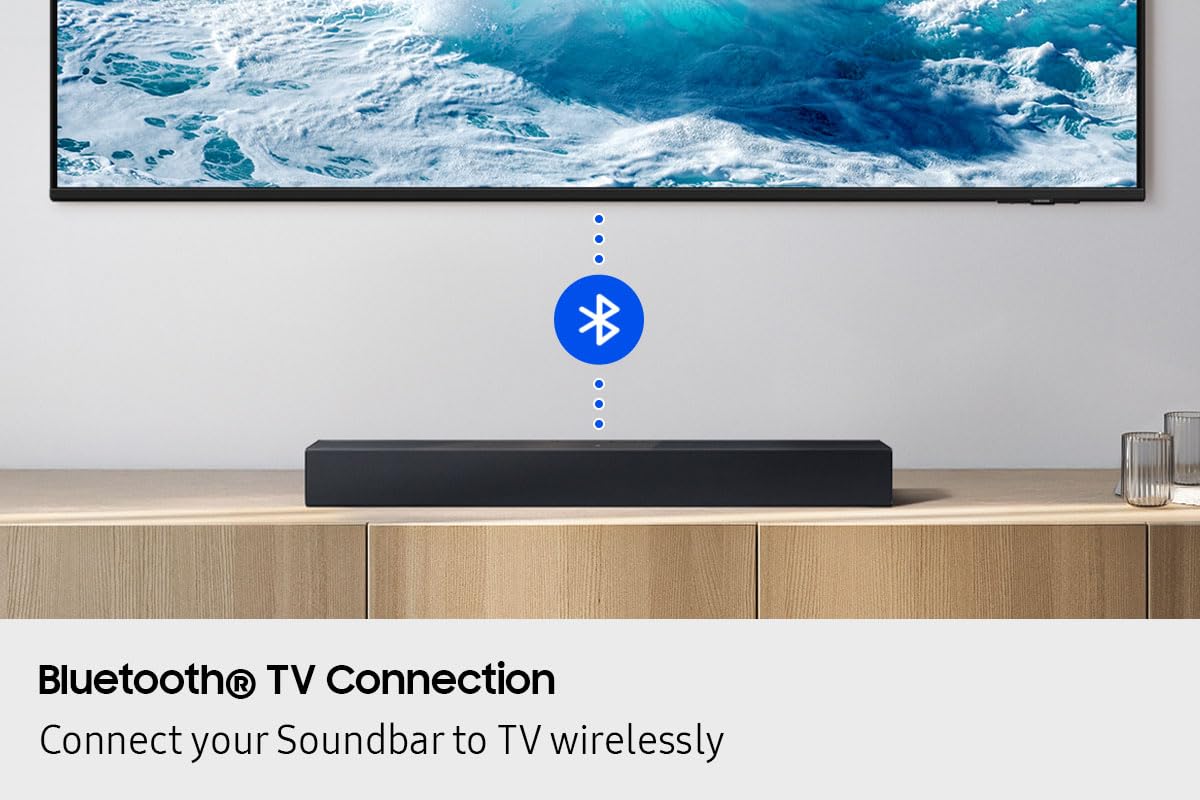 Samsung Sound Bar, HW-B400F/ZC, 2.0 Channel, 140 watts, Dolby Digital, DTS, Bluetooth, HDMI ARC
