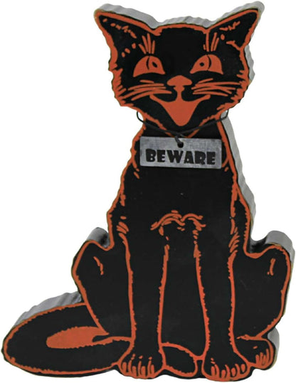 Primitives by Kathy Beware Black Cat Halloween Home Décor Chunky Sitter