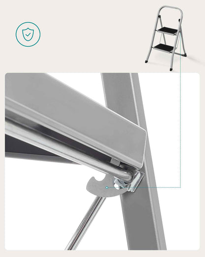 SONGMICS Step Ladder, 2-Step Ladder, Folding Ladder, Safety Lock, Space-Saving Storage, Holds up to 330 lb, Dove Gray UGSL012G01 🍁 All In One Marketplace Canada