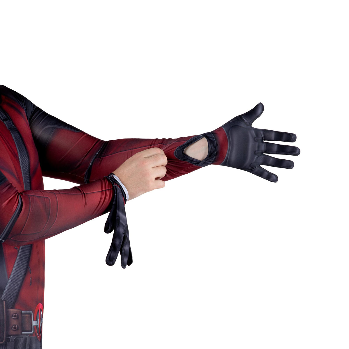 MARVEL Deadpool Official Adult Deluxe Zentai Halloween Costume - Stretch Spandex with Wrist Slits (S)