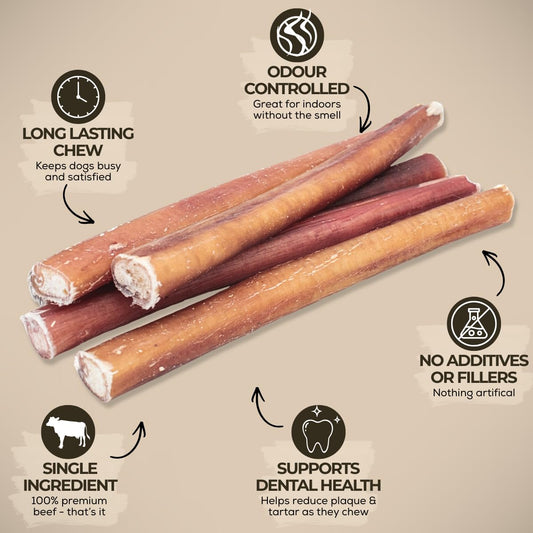 Bully Bunches Premium (6" Standard - 10 Pack) Odour-Free Bully Sticks - Small Dogs & Puppies - Consistently Sized, Long Lasting Chew Bones - All Natural & Single Ingredient, Beef Dog Treat, No Rawhide 🍁 All In One Marketplace Canada