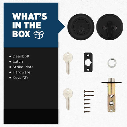Weiser Safelock Matte Black Round Deadbolt Lock, ANSI/BHMA Grade 3 Certified Front Door Lock, Exterior Door Lock with Key, Traditional Door Locks for Entry Door 🍁 All In One Marketplace Canada