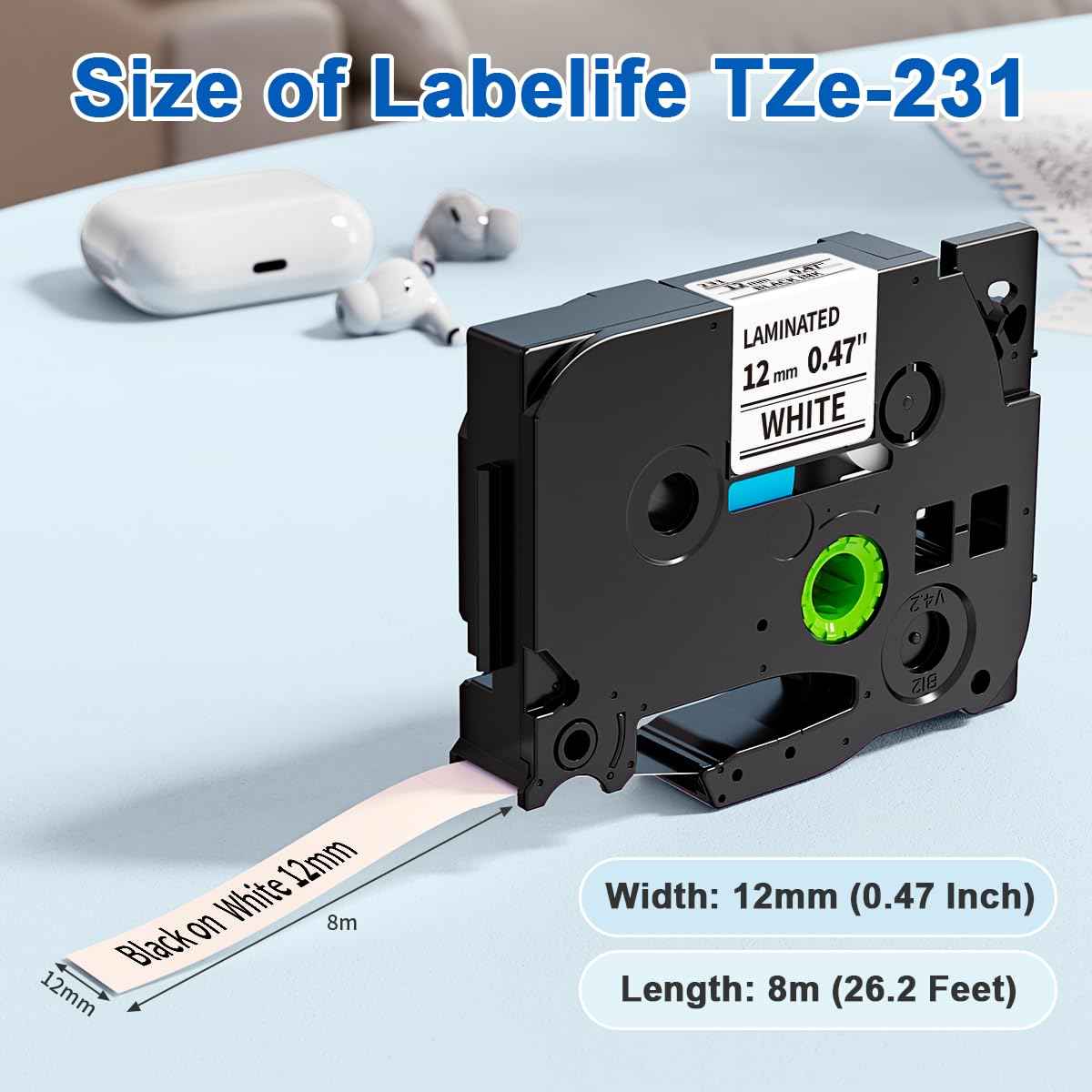5 Pack TZe-231 Compatible with Brother Label Maker Tape P Touch TZe TZ Tape 12mm 0.47'' Laminated White TZ 231 Label Tape for Brother P-Touch PT-H110 PT-D210 PT-D600 PT-D400AD PT-1290 🍁 All In One Marketplace Canada