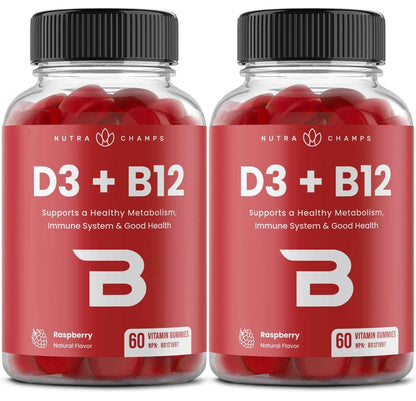Vitamin D3 1000 IU + B12 1000mcg Per Serving | Chewable Vitamins B & D Gummies for Adults, Kids, Women & Men | Enhanced With Folate for Energy & Immunity | 120 Gummies 🍁 All In One Marketplace Canada